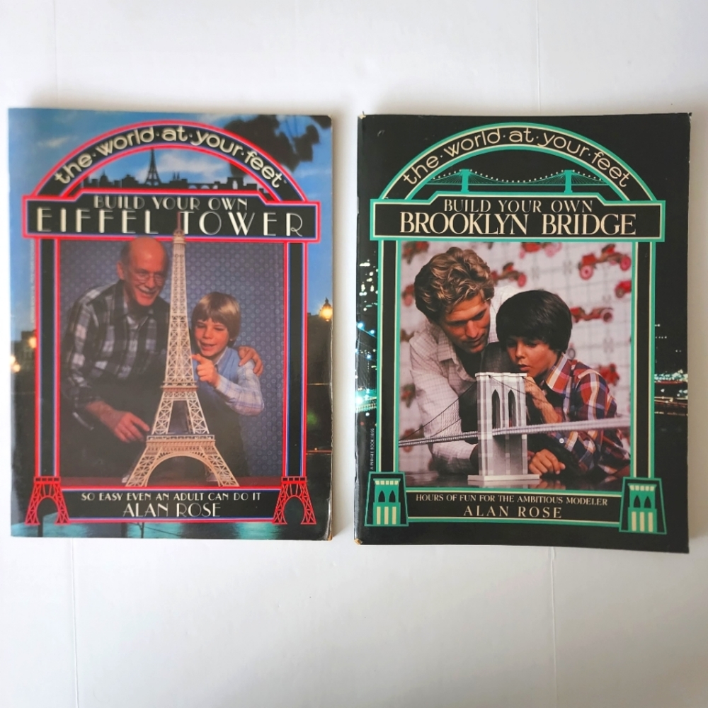 Pedigree Books Build Your Own Brooklyn Bridge and Eiffel Tower Books Set of 2
